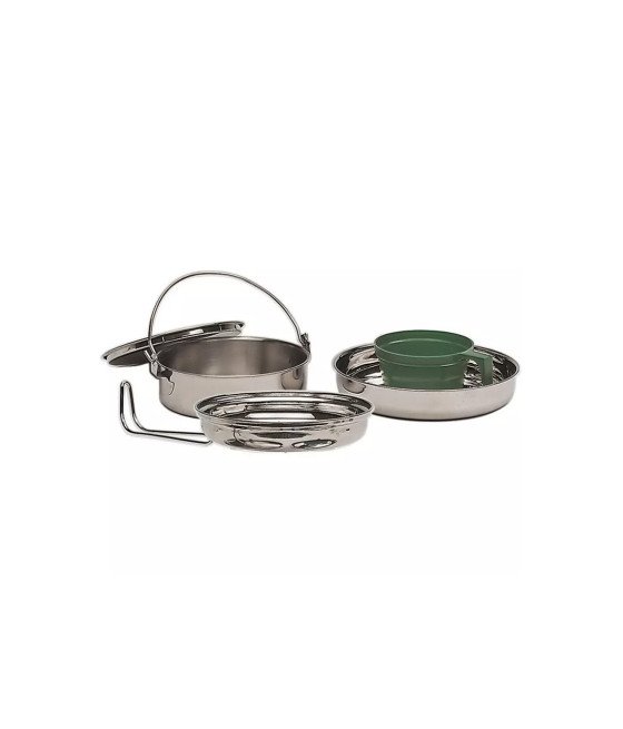 Mil-Tec Cook Set Stainless Steel 1 Person Vieno asmens kelioninis virtuvės reikmenų rinkinys